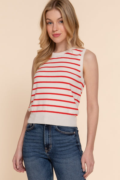 Sleeveless Striped Knit Top