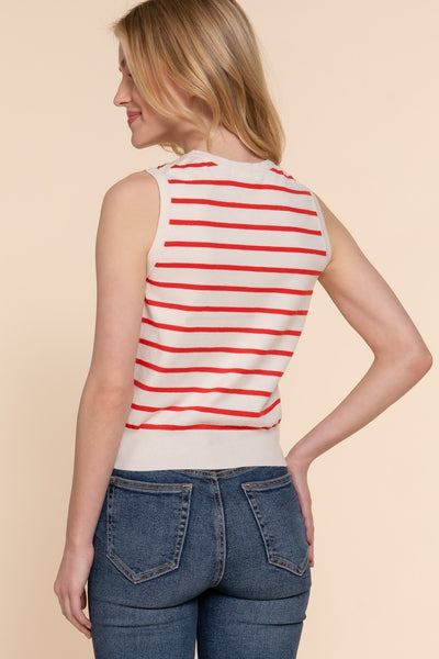 Sleeveless Striped Knit Top