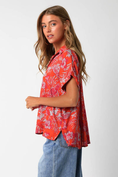 Satin Feel Floral Rayon Shirt