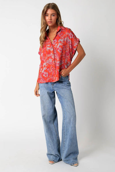 Satin Feel Floral Rayon Shirt