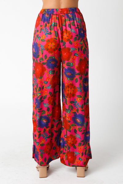 Floral Satin Feel Rayon Pants