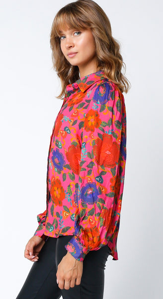 Floral Satin Feel Rayon Top