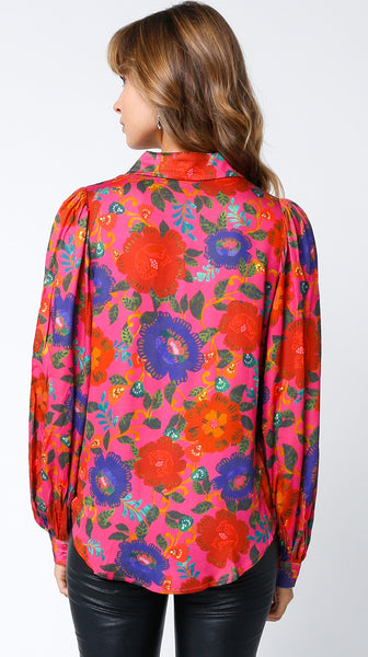 Floral Satin Feel Rayon Top