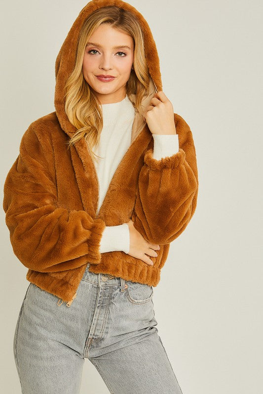 Chamarra Reversible Soft Faux Fur/Windbreaker