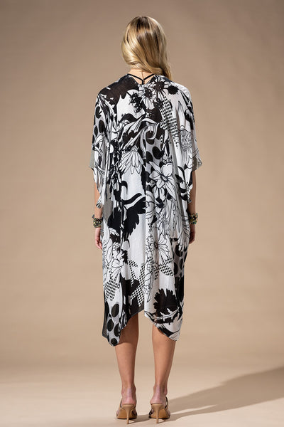 Grey Flowers LightWeight Summer Kimono