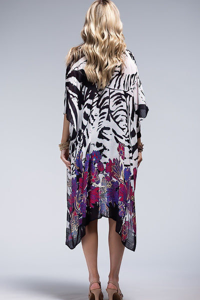 Monotone Flower LightWeight Summer Kimono