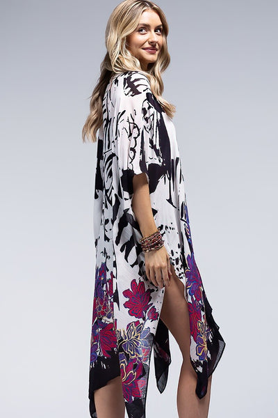 Monotone Flower LightWeight Summer Kimono