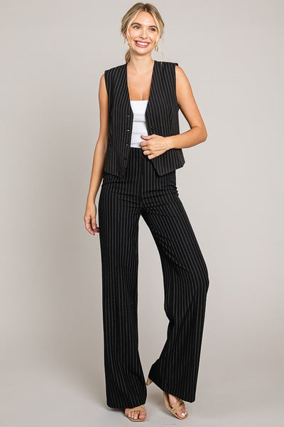Pinstriped Twill Tailored Vest