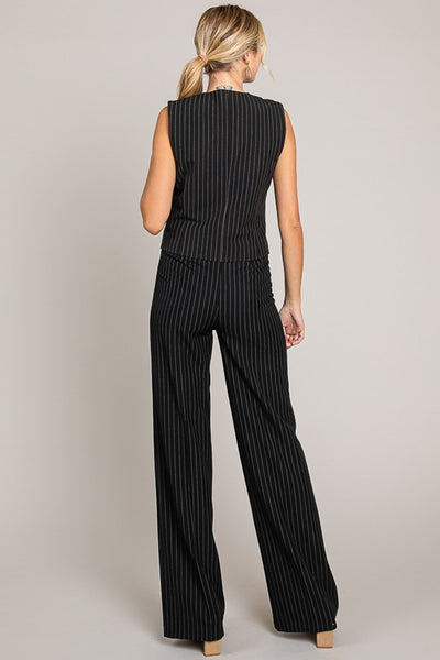 Pinstriped Twill Tailored Vest