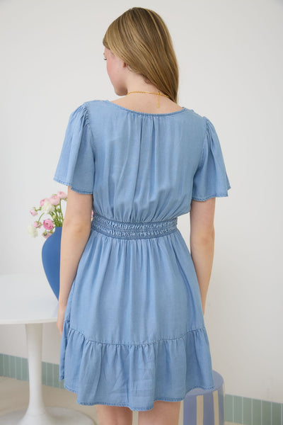Chambray Flounce Dress