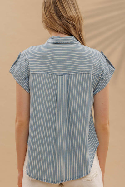 Chambray Striped Button Down Shirt