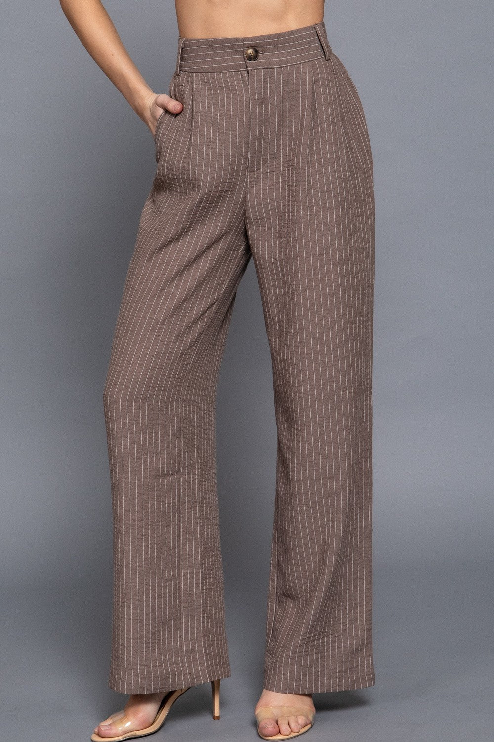 Straight Stripe Linen Effect Pants