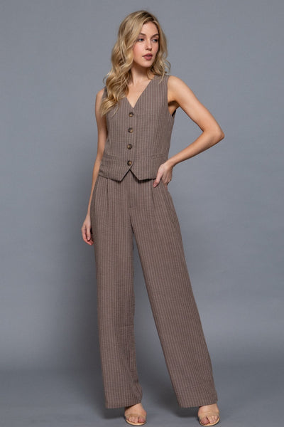 Straight Stripe Linen Effect Pants