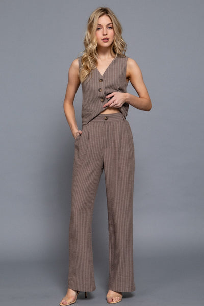 Straight Stripe Linen Effect Pants