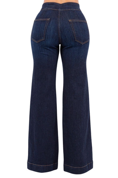 34 Super Stretch Wide Leg Flare Jeans Dark Wash
