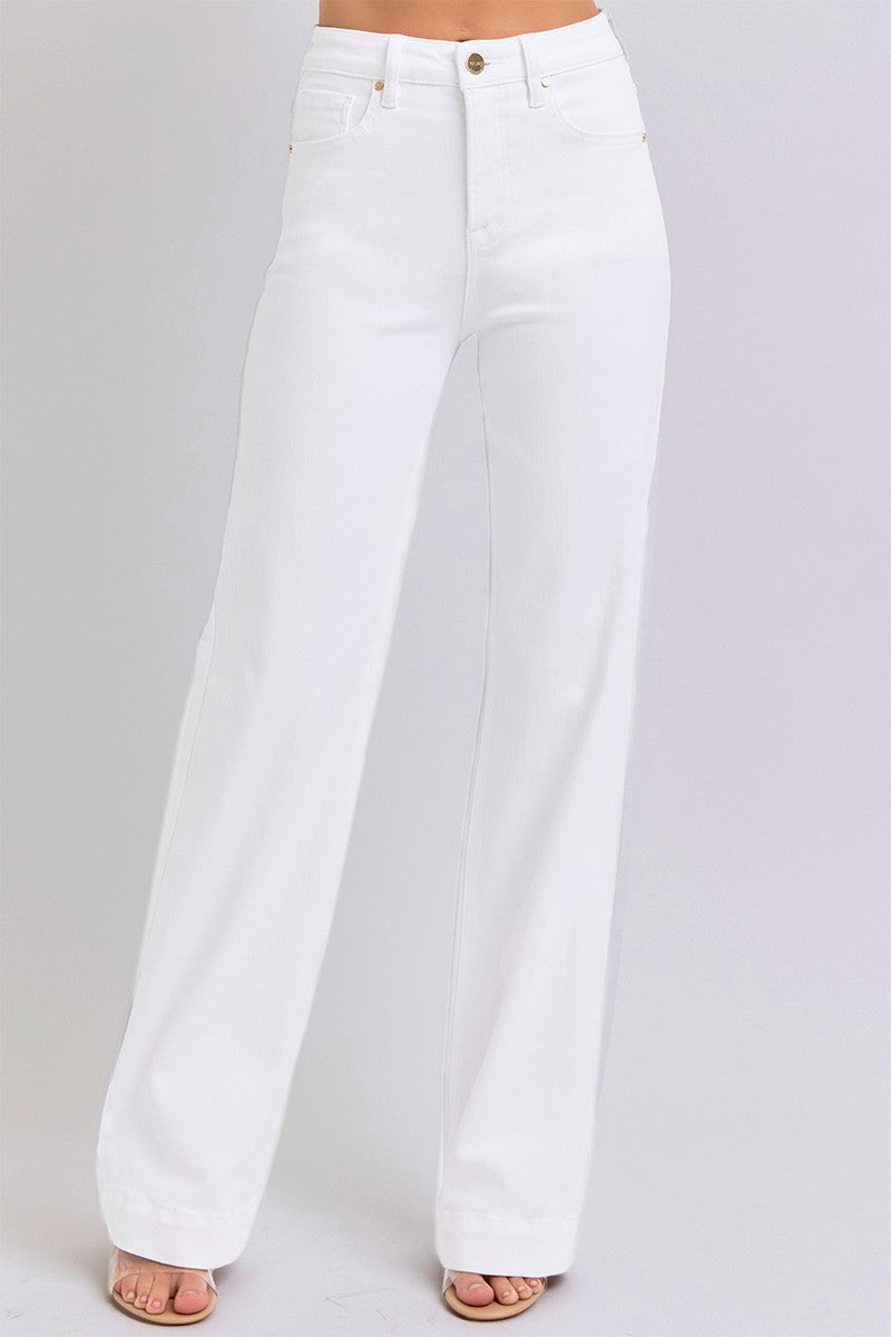 White High Rise Wideleg Jeans