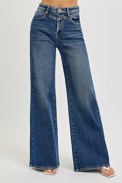 High Rise Wideleg Front Yoke Jeans