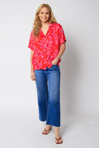 Silky Soft Anais Short Sleeve Button Down Top