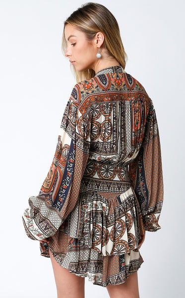 Linen Effect Double Layer Ruffle Dress
