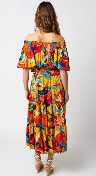 Floral Shoulder Lana Midi Dress