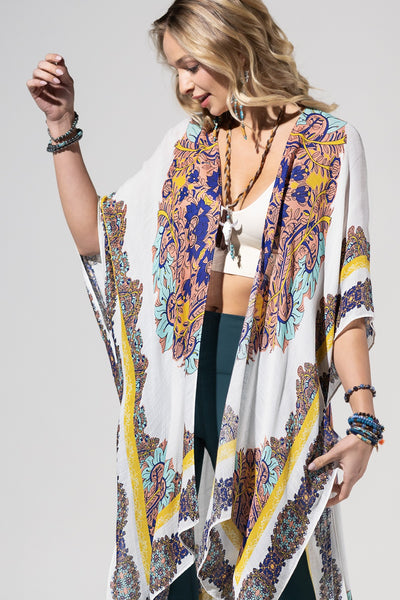 White Mandala LightWeight Summer Kimono