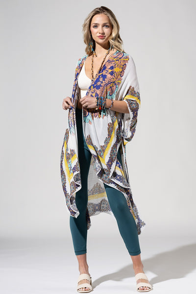White Mandala LightWeight Summer Kimono