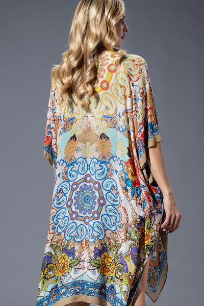 Gold Blue Mandala LightWeight Summer Kimono