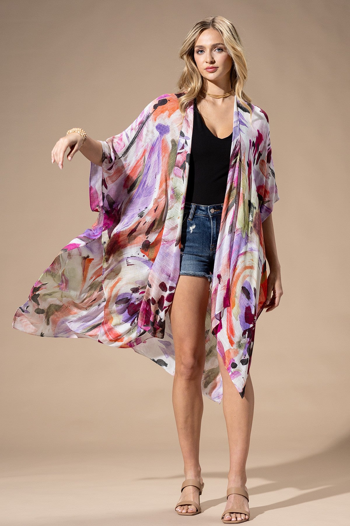 Watercolor Floral Kimono
