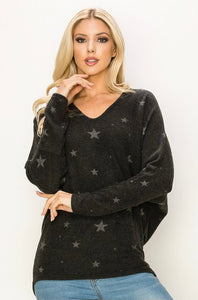 SOFT BRUSHED STAR PRINT TOP
