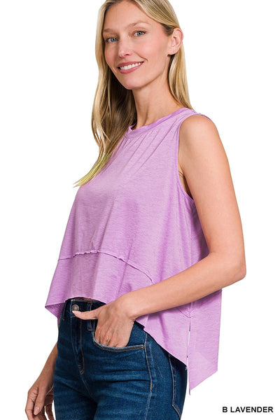 Shark Bite Side Slit Sleeveless Top