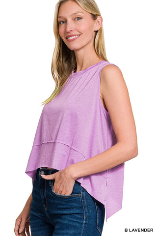 Shark Bite Side Slit Sleeveless Top