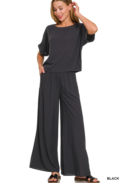 Rayon Boat Short Sleeve Top