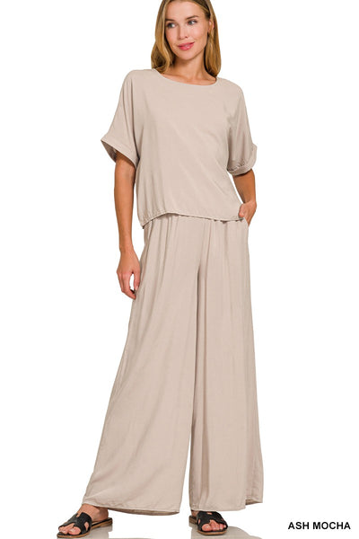 Rayon Elastic Waist Pants