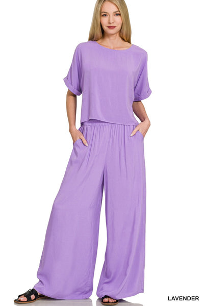 Rayon Elastic Waist Pants