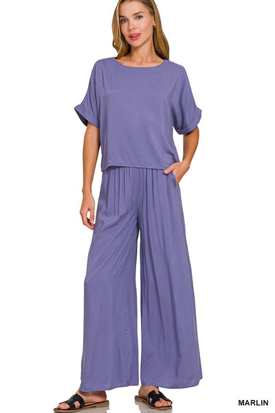 Rayon Boat Short Sleeve Top