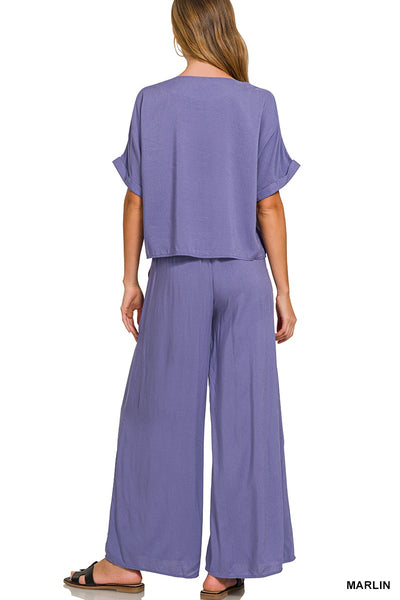 Rayon Boat Short Sleeve Top