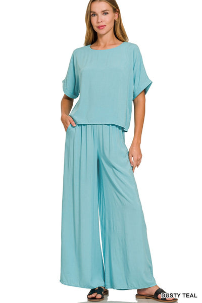 Rayon Boat Short Sleeve Top