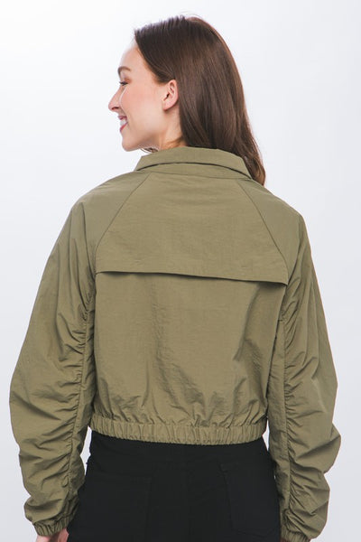 Ruched Sleeve Wind Breaker Jacket