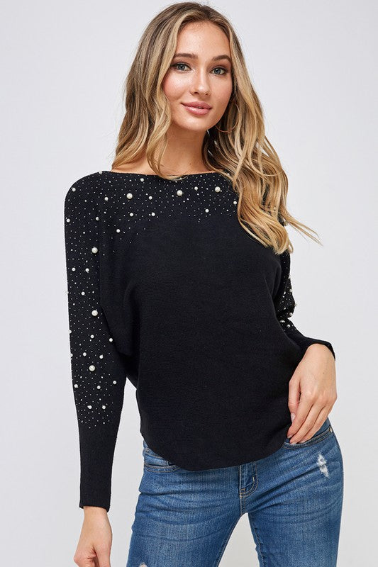 Pearl Sparkles Knit Sweater Top