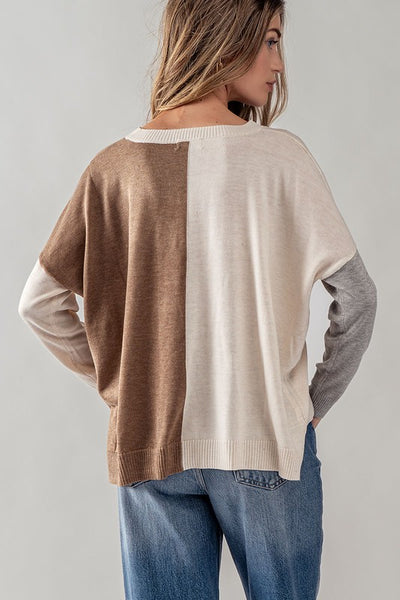 ColorBlock Knit Relaxed Fit Sweater