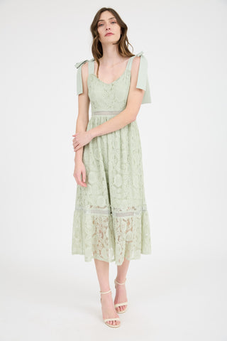 Lace Tie Strap Midi Dress