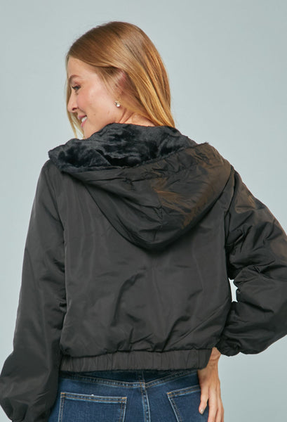 Chamarra Reversible Soft Faux Fur/Windbreaker