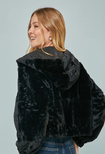 Chamarra Reversible Soft Faux Fur/Windbreaker