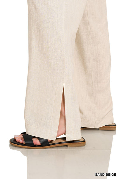 Linen Blend Drawstring Pants