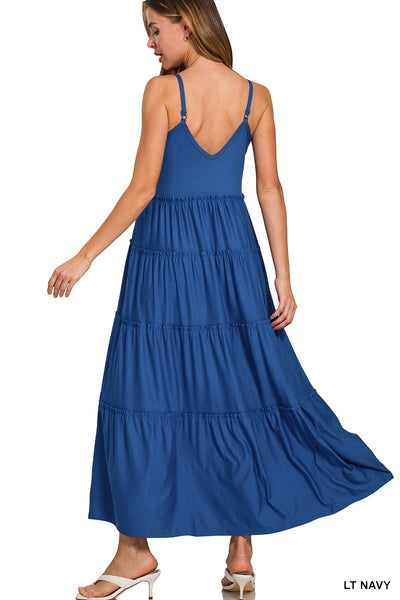 Soft Jersey V-neck Cami Maxi Tiered Dress