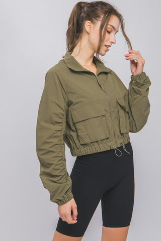 Ruched Sleeve Wind Breaker Jacket