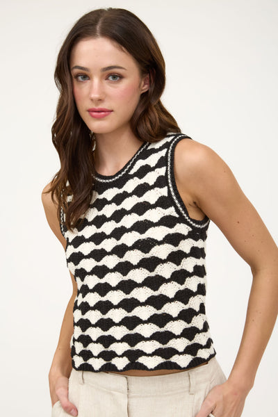 Scallop Sleeveless Crochet Knit Vest Top