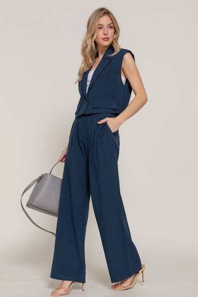 Lapel Collar W/shoulder Pads Vest