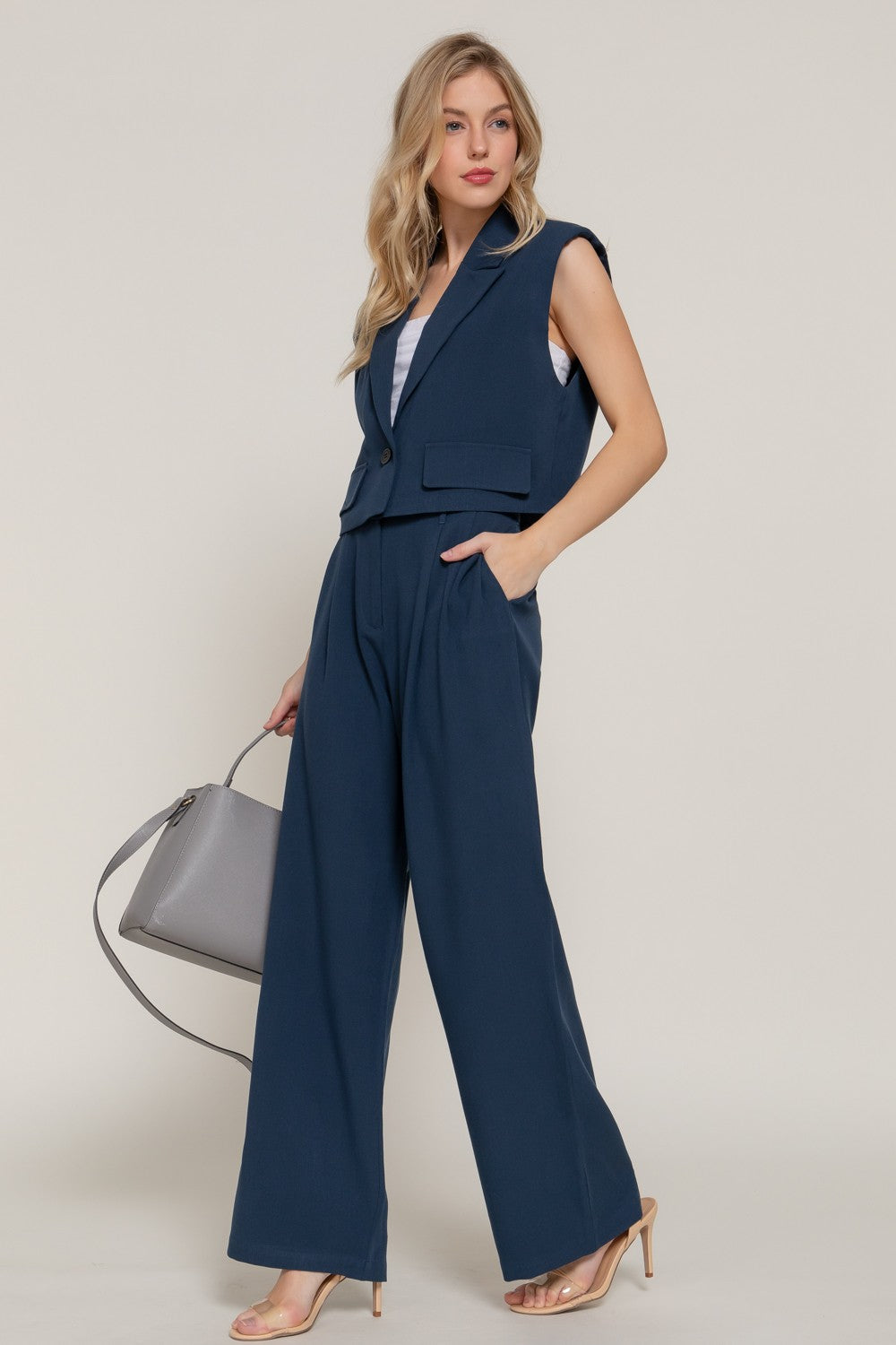 Waist Pleats Wide Leg Long Pants