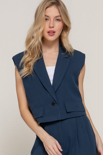 Lapel Collar W/shoulder Pads Vest